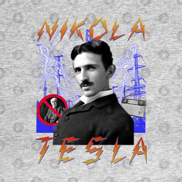 TESLA RAP BAND TEE Nikola Tesla Historic Inventor Electricity 90's Vintage Style by blueversion